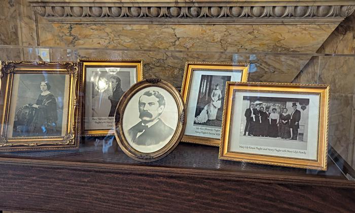 Flagler family photos on display in the rotunda of the former Ponce de Leon Hotel