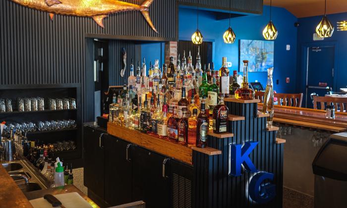 The bar set up inside the restaurant