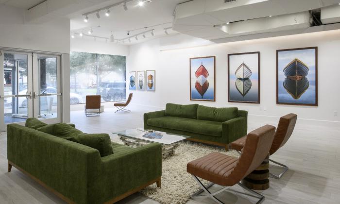 The lobby with artwork surrounding the space