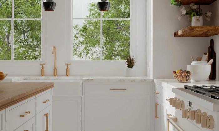 A kitchen during the daylight