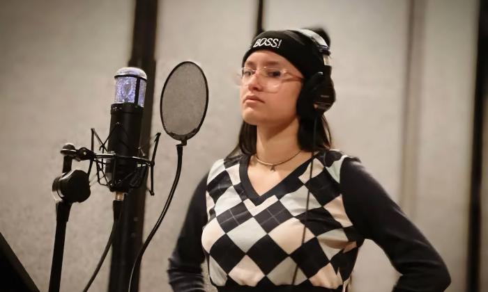 Allison Cento in the recording studio