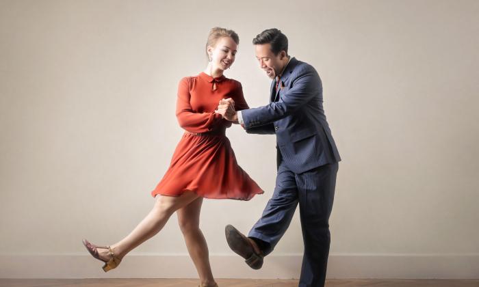 Partners doing the swing dance