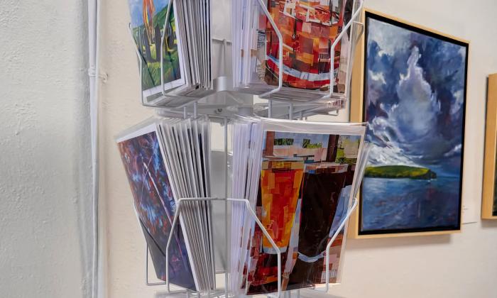 Multiple art prints displayed