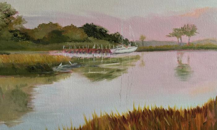 A section of Valerie Forester's painting' Tranquil Twilight