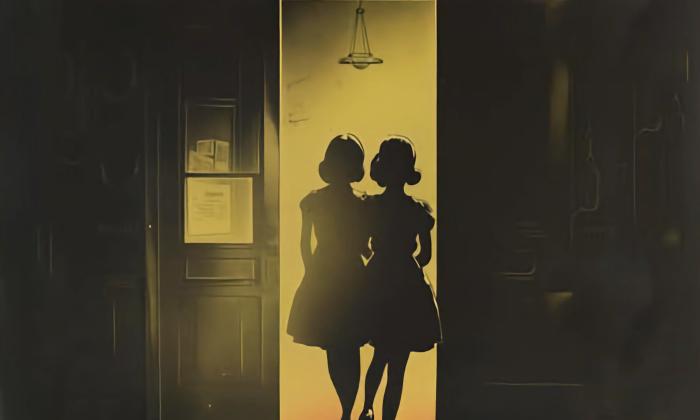 Two women in a doorway from "The Children's Hour"