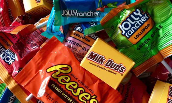A pile of Haloween candy
