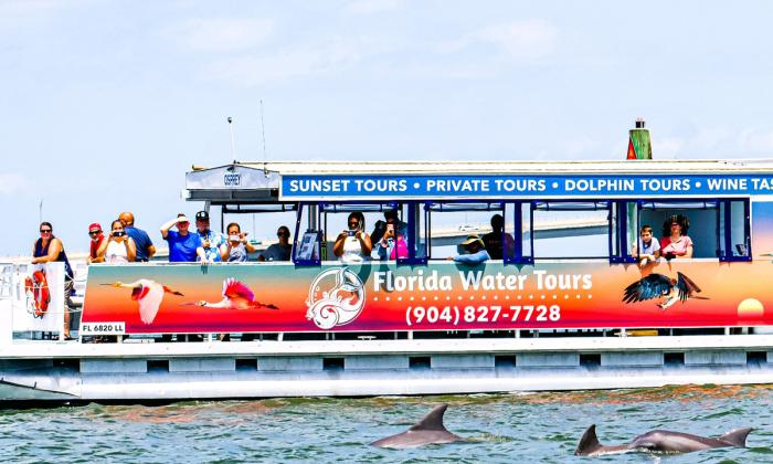 Guests aboard a Florida Water Tours will often see dolphins swimming in the waters of in St. Augustine.