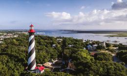 The St. Augustine Lighthouse from the sky, looking toward Salt Run