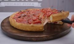 A Chicago-style deep-dish pizza