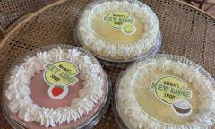 Classic, coconut, and strawberry key lime pies