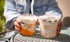 Yogurt parfait and overnight oats in cups