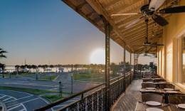 View of the Bayfront in St. Augustine Florida from the second floor deck of A1A Ale Works.
