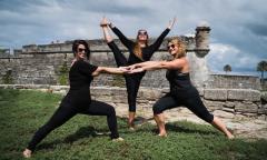 Yoga session in front of the Castillo de San Marcos with The Pilates Yoga Loft in St. Augustine, FL