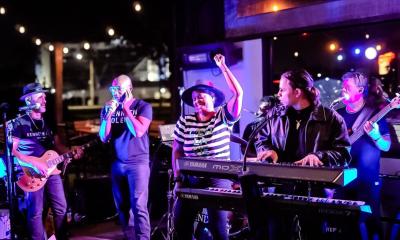 Tthe band Phoenix5 onstage, performing