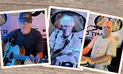 JC Hatfield Trio; three separate solo images, one of each member