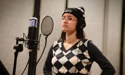 Allison Cento in the recording studio