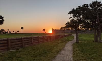 Sunrise over the bayfront near the Castillo in St. Augustine.