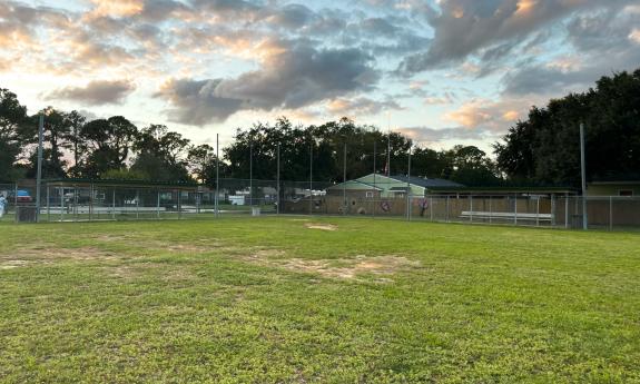 DeLeon Shores Park baseball field view in Ponte Vedra Beach. 