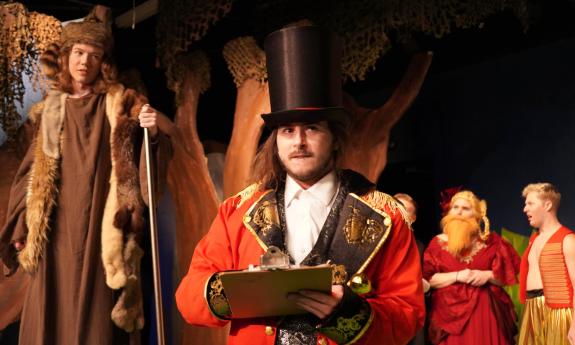 The cast onstage in costumes for the musical production of Big Fish at Limelight Theatre. 