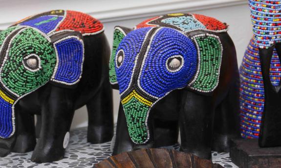 two beaded elephants