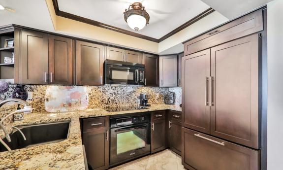 The kitchen of a condo on the beach