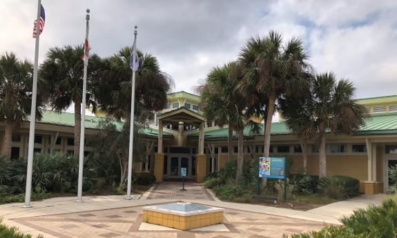 The exterior of the Visitor Center at GTM Research Reserve