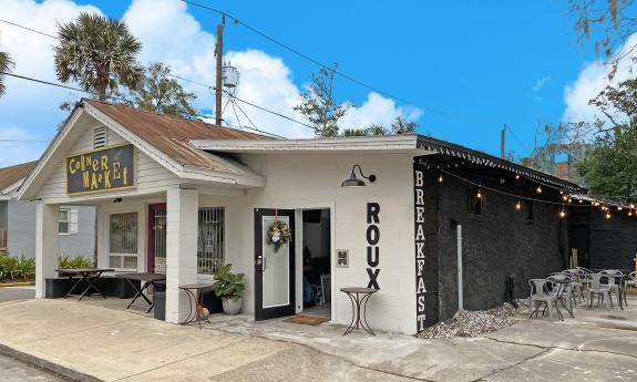 A master shot of the Roux Organics restaurant. 