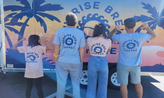 Sunrise Coffee staff sporting their t-shirts.