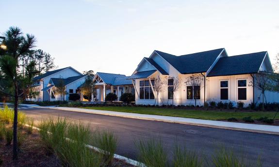 TrailMark Welcome Center before sunset