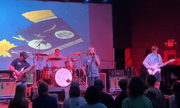The band Kicking Dandelions play in St. Augustine