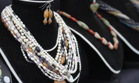 A display of hand-crafted jewelry on display at the St. Augustine Lions Club Seafood Festival