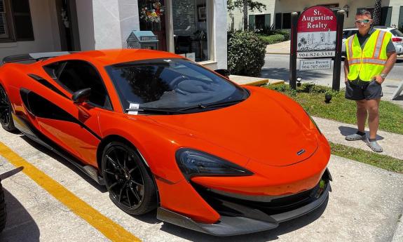 A car parked in downtown St. Augustine