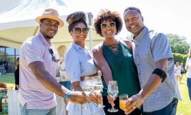 Two couples enjoying the wine at the St. Augustine Food and Wine Festival in 2022