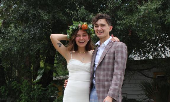 A happy couple after their wedding at the Ximenez-Fatio House in St. Augustine