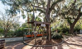 The Old Jail in St. Augustine, Florida has old time gallows under live oak trees