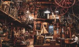 The crowded interior of the Oldest Store in St. Augustine, Florida contains antique goods