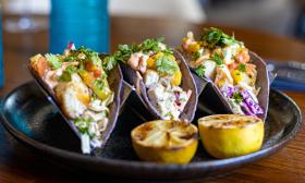 Seafood tacos presented at Castillo Craft Bar + Kitchen at the Renaissance Hotel in Historic Downtown in St. Augustine