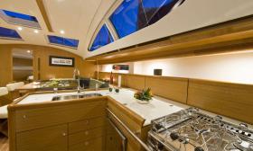 The galley on board the luxury yacht Summerwind