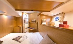 One of the staterooms aboard the yacht Summerwind sailing out of St. Augustine