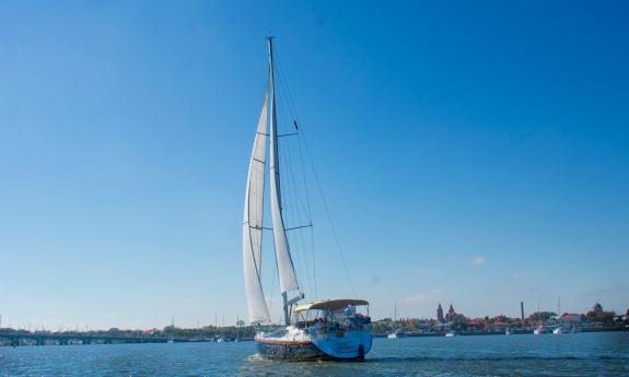 Summerwind, a 50-food Jeanneau, sailing in the harbor in St. Augustine