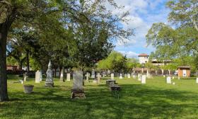 Tombstones and monuments at St. Augustine, FL's Huguenot Cemetery