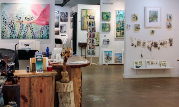 Some of the varied media and artwork on display at the Butterfield Garage Art Gallery on King St. in St. Augustine