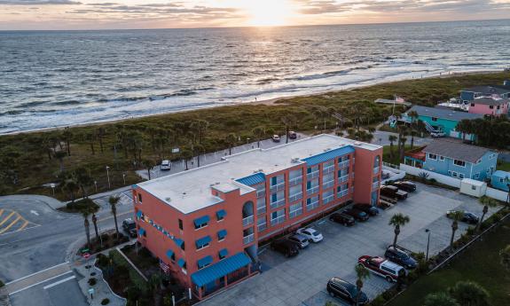 A osprey's view of the Oceanview Inn next to Vilano Beach in St. Augustine