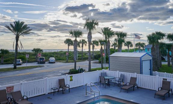 A view of the area of OceanView's pool, and the public access to Vilano Beach in St. Augustine