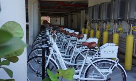 A row of rental bikes at Drifters' BLVD location on Anastasia Island