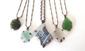 Collection of sea glass necklaces from House of Z in St. Augustine