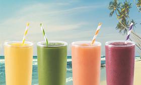 Assorted tropical-flavored smoothies from Tropical Smoothie Cafe