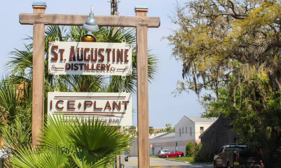 The Ice Plant bar and restaurant in the old ice plant building from the 1920s in St. Augustine, FL