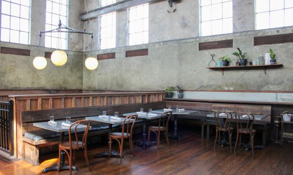 One of the seating areas at the Ice Plant, a vintage-inspired bar and restaurant in St. Augustine, FL