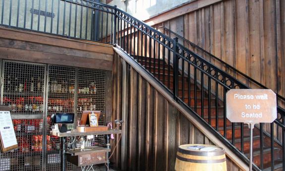 The entrance area to the Ice Plant, a vintage-inspired bar and restaurant in St. Augustine, FL